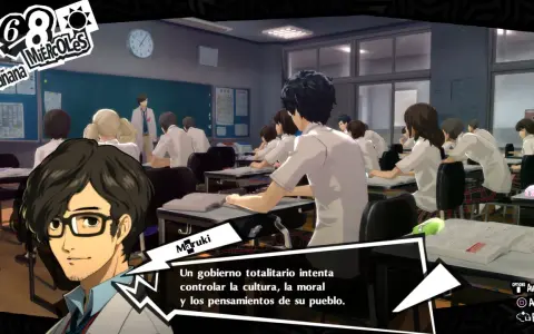 En clase de Persona 5 Royal, Maruki habla sobre gobiernos totalitarios.