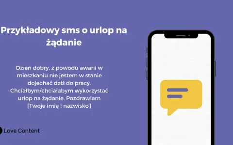 Przykładowy SMS o urlop na żądanie: "Dzień dobry, z powodu awarii w mieszkaniu nie jestem w stanie dojechać dziś do pracy. Chciałbym/chciałabym wykorzystać urlop na żądanie.