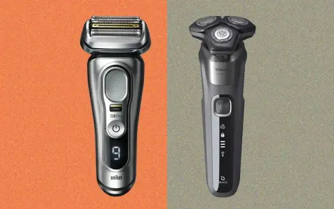 Dos afeitadoras eléctricas modernas, una Braun S9 Pro y una Philips, listas para ser tu primera máquina de afeitar.