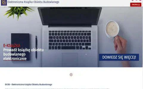Elektroniczna książka obiektu budowlanego na laptopie. Prowadź dokumentację budowlaną cyfrowo.