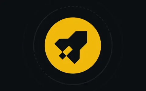 Żółta rakieta na czarnym tle, symbolizująca start nowych projektów na Binance Launchpad.