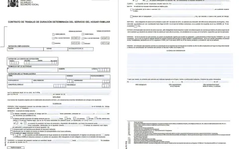Contrato de trabajo de empleada de hogar. Detalla cuánto cuesta dar de alta a una empleada de hogar, incluyendo datos del empleador, trabajador y cláusulas.