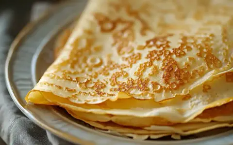 Pile de crêpes dorées sur une assiette, parfaites pour une recette crêpe 6 personnes.