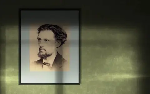 Portret Adama Chmielowskiego, artysty znanego z głębokich, religijnych obrazów. Jego spojrzenie zdaje się przenikać przez czas.