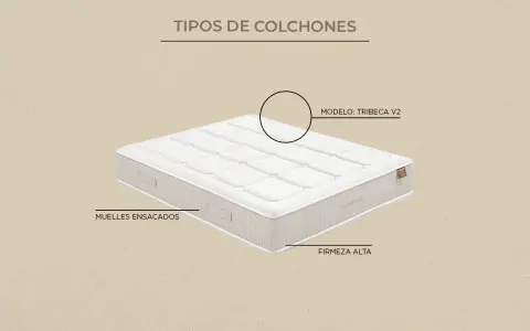 Colchón modelo Tribeca V2, con muelles ensacados y firmeza alta. Descubre de qué están hechos los colchones.