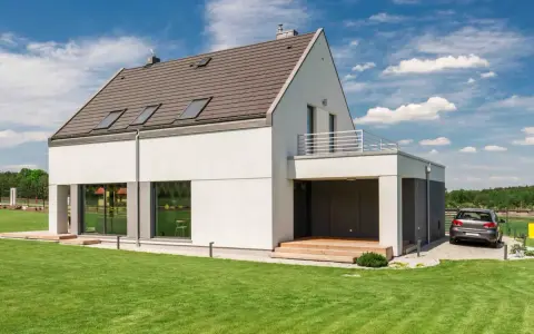 Modernes Haus mit großzügiger Dachterrasse, die viel Platz für Entspannung bietet. Die Traglast der Dachterrasse ist für viele Aktivitäten ausgelegt.