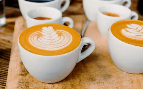 Kaffee-Kunst: Ein Cortado und ein Flat White, die sich in ihrer Zubereitung unterscheiden, aber beide mit Latte Art verziert sind.