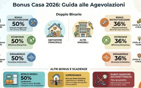 Guida alle agevolazioni fiscali per la casa: bonus ristrutturazione 2026 ultime notizie, ecobonus, sismabonus e bonus mobili con percentuali e limiti di spesa.
