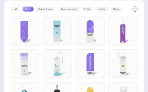 Variedad de diseños para mockup marcapaginas, con diferentes estilos y colores, listos para personalizar.