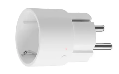Smart eluttag som gör det enkelt att styra dina apparater med mobilen. En liten röd lampa indikerar att den är redo att anslutas.