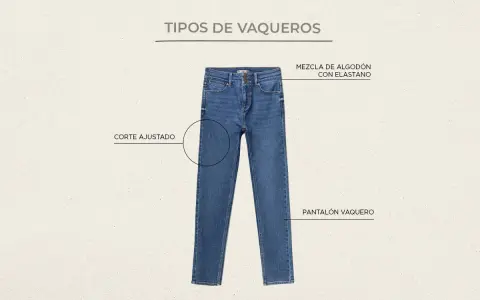 Pantalón vaquero de corte ajustado, hecho de mezcla de algodón con elastano.