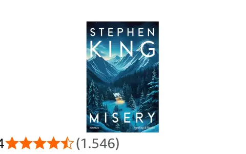 Copertina di "Misery" di Stephen King. Un romanzo che narra la terrificante storia di uno scrittore rapito dalla sua fan numero uno.
