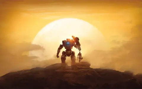 Pilot i jego Tytan na skalistym pustkowiu pod wielkim, żółtym słońcem. Zapowiedź Titanfall 3.