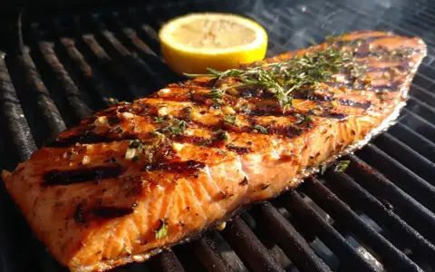 En saftig laxfilé med örter och citron på grillen, perfekt för en härlig grillkväll. Gott att grilla!