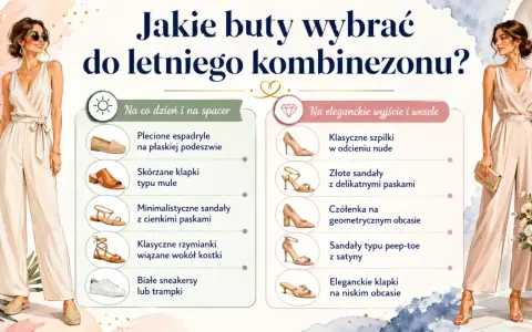 Jakie buty do kombinezonu? Stylizacje na co dzień i na eleganckie wyjścia: espadryle, klapki, sandały, szpilki i czółenka.