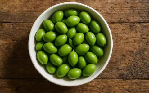 Un cuenco lleno de olivas verdes frescas, perfectas para disfrutar de sus beneficios.