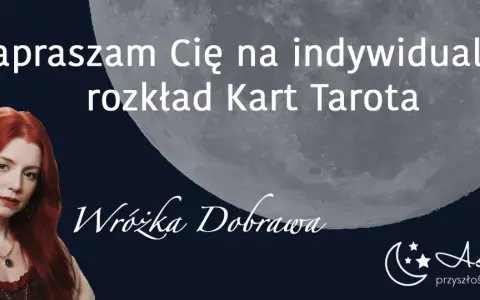 Kobieta z rudymi włosami zaprasza na indywidualny rozkład kart tarota. Wróżka Dobrawa oferuje wgląd w przyszłość, być może nawet w kwestie kochanków tarot.