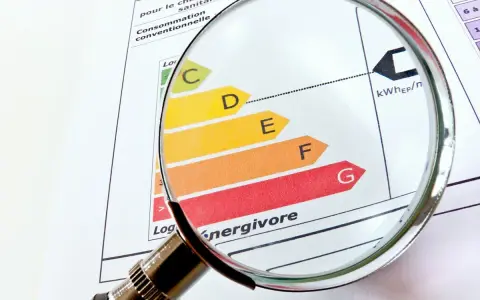 Loupe sur un classement énergétique, du vert au rouge, pour évaluer le DPE opposable d'un logement.