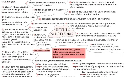 Die Grafik erklärt die Rechtschreibung, z.B. die Wortbedeutung von "wieder" und "wider" und wann man "das" oder "dass" schreibt.
