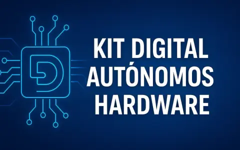 Un circuito azul estilizado con la letra "D" en su centro. A la derecha, el texto "KIT DIGITAL AUTÓNOMOS HARDWARE" en blanco.