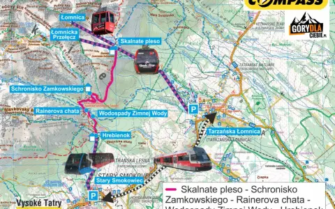 Szlak Tatrzańska Łomnica - Skalnate Pleso - Schronisko Zamkowskiego - Rainerova chata - Wodospady Zimnej Wody - Hrebienok.