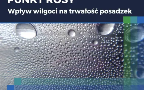 Krople wody na powierzchni, ilustrujące zjawisko punktu rosy i wpływ wilgoci na trwałość posadzek.