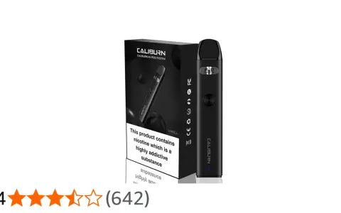El Caliburn A2, un sistema de pod elegante y negro, junto a su caja.