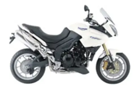 Biały motocykl turystyczny Triumph Tiger 1050. Poznaj jego dane techniczne i możliwości.