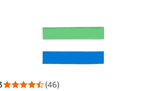 Flaga Sierra Leone: zielony, biały i niebieski pas.