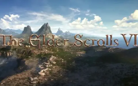 El título "The Elder Scrolls VI" se cierne sobre un paisaje montañoso y costero, anunciando una nueva aventura.