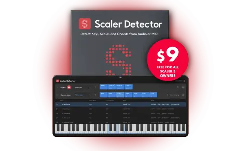 Scaler Detector analizuje dźwięk, pokazując skale i akordy. Idealny dla muzyków, którzy chcą odkryć harmonię.