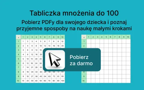 Tabliczka mnożenia do 100, idealna do nauki. Pobierz PDFy i poznaj przyjemne sposoby na naukę małymi krokami.