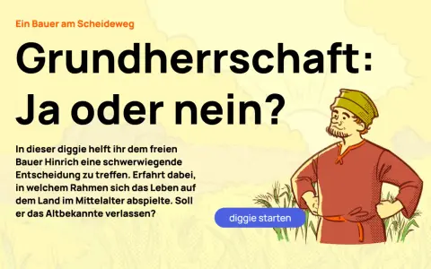Ein Bauer am Scheideweg muss entscheiden: Grundherrschaft – ja oder nein? Erfahre, wie das Leben auf dem Land im Mittelalter war.