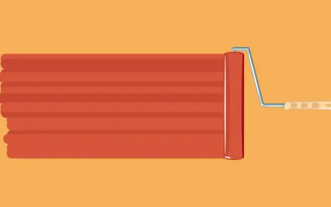 Rouleau à peinture appliquant une bande orange vif, comme pour une recette peinture suédoise.