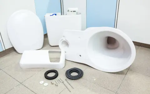 Pièces détachées pour une installation WC : cuvette, réservoir, abattant et accessoires.