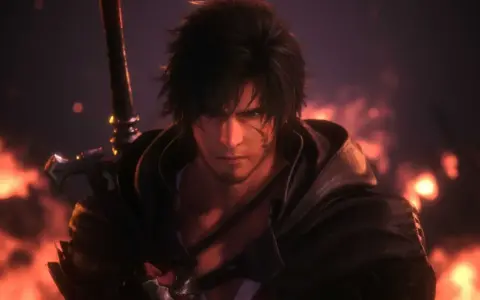 Clive Rosfield, protagonista de Final Fantasy XVI, listo para la batalla. Su mirada intensa y la espada al hombro son clave en esta guía.