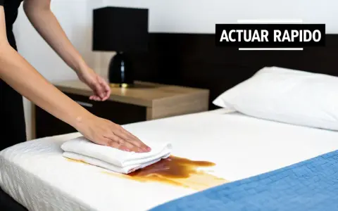 Manos limpian derrame en colchón. Aprende como quitar el olor a vinagre del colchon rápidamente.