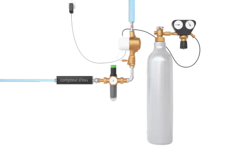 Système de traitement d'eau avec compteur, pompe et bouteille de gaz. Mon adoucisseur ne consomme plus de sel, c'est une révolution !