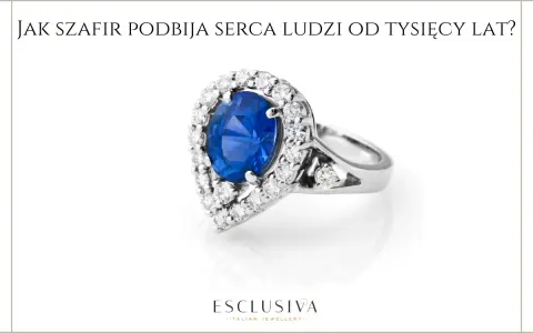 Szafir znaczenie: olśniewający pierścionek z niebieskim szafirem i diamentami, symbolizujący wieczną miłość i elegancję.