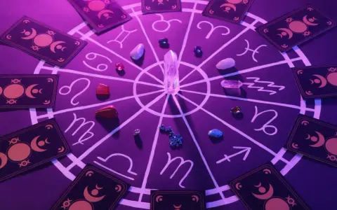 Okrąg zodiaku z kryształem i kamieniami. Wokół karty tarota. Czyżby to symbolika najbardziej mściwego znaku zodiaku?