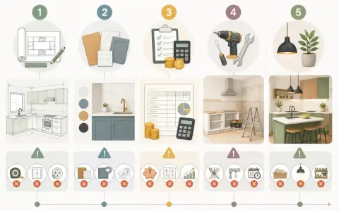Étapes d'un projet de construction de cuisine : plan, matériaux, budget, outils, finition.