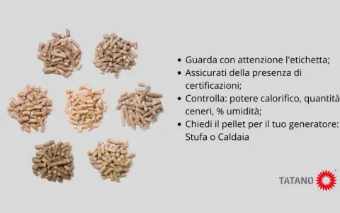 Pile di pellet di legno di diverse tonalità, per un pellet buono e di qualità. Consigli per la scelta.