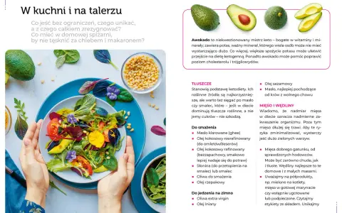 Kolorowa sałatka z awokado, pomidorów i ziół, idealna na dietę keto bez mięsa. Obok miseczka orzeszków piniowych.