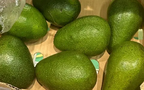 Siedem dojrzałych awokado w kartonie. Idealny czas na guacamole, bo to sezon na awokado!