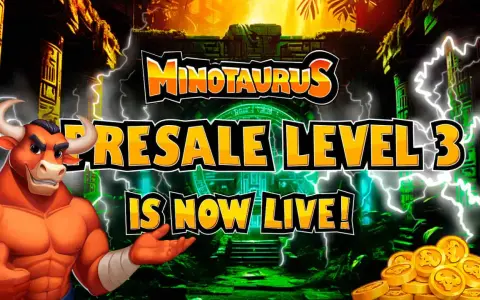 Minotaur z monetami, zapraszający do "Minotaurus Resale Level 3 Is Now Live!".