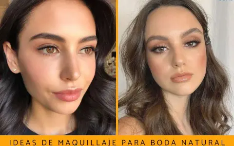 Dos looks de maquillaje de noche natural: uno con labios rosados y otro con gloss nude.
