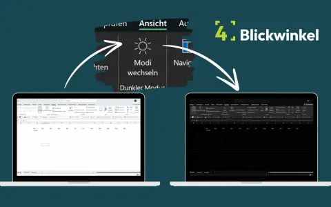 Excel im Dunkelmodus: Die Ansicht wechselt zu einem dunklen Thema, das die Augen schont.
