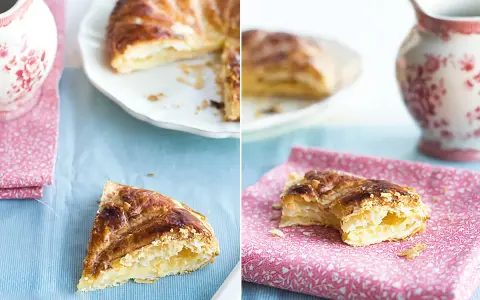 Deliciosa galette con masa hojaldrada y relleno cremoso. Una receta perfecta para disfrutar en cualquier momento.
