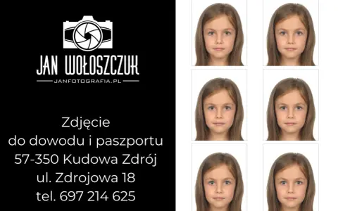 Czy zdjęcie do dowodu i paszportu jest takie samo? Sprawdź w Jan Wołoszczuk Fotografia. Sześć identycznych ujęć dziewczynki.