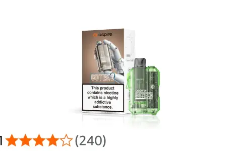 Aspire Gotek, un dispositivo pod transparente y verde con su caja.